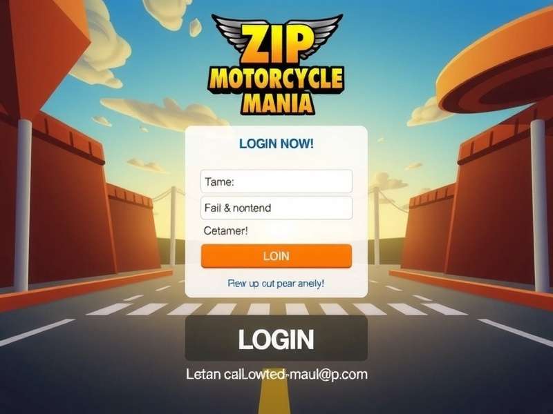 Zip Motorcycle Mania Login Screen